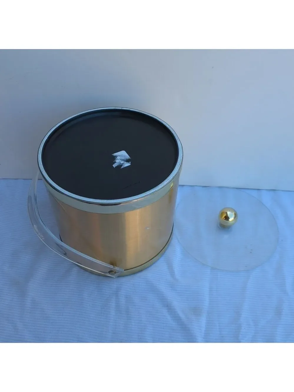 Vintage Gold Acrylic Ice Bucket Retro Barware Taiwan Mid-Century Modern